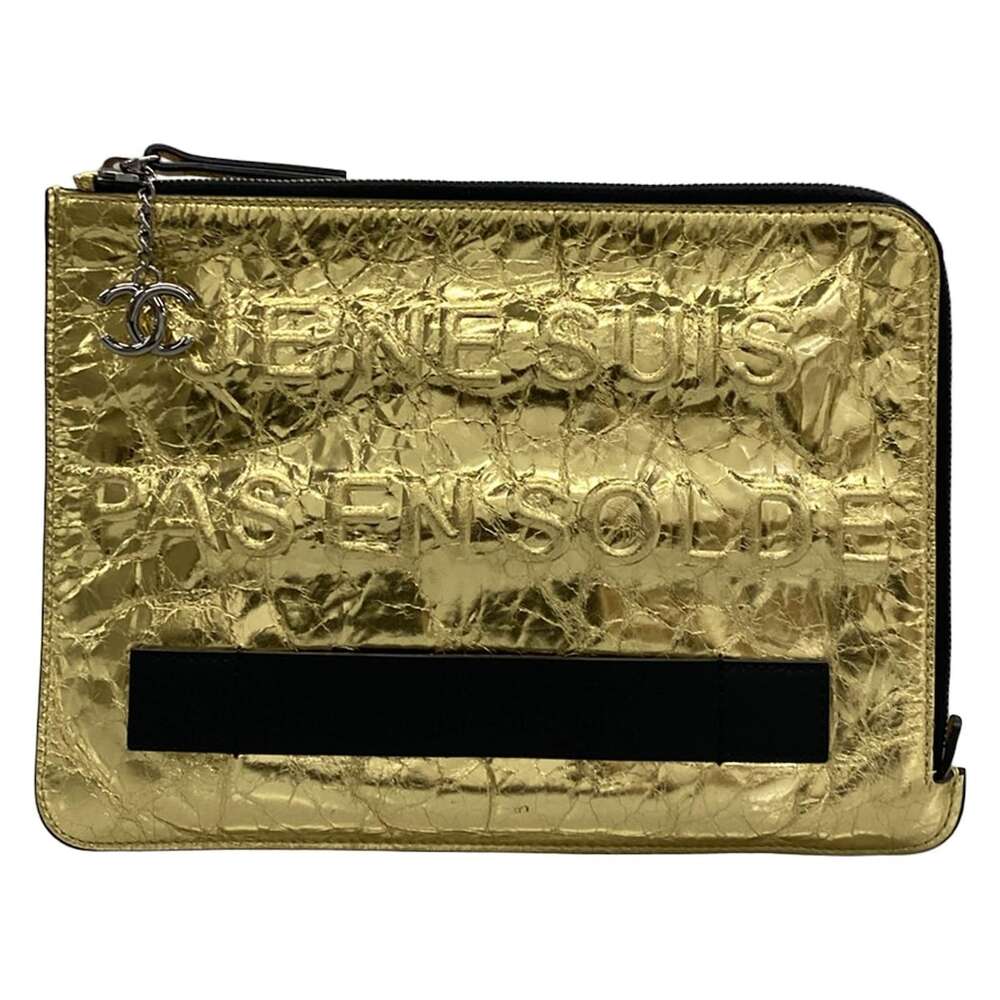 Chanel Clutch Bag Gold Black
